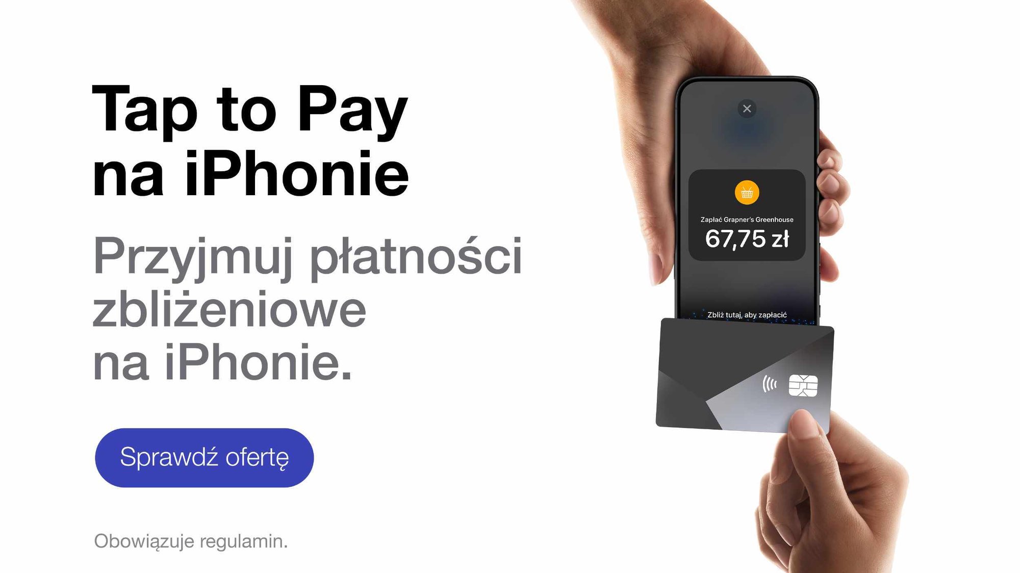 Sprawdź ofertę "Tap to Pay na iPhonie. Przyjmuj płatności zbliżeniowe". Link otworzy się w nowej karcie
