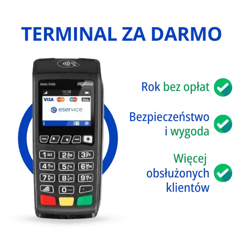 Zalety terminala za darmo od eService - Rok bez opłat, bezpieczeństwo i wygoda, więcej obsłużonych klientów