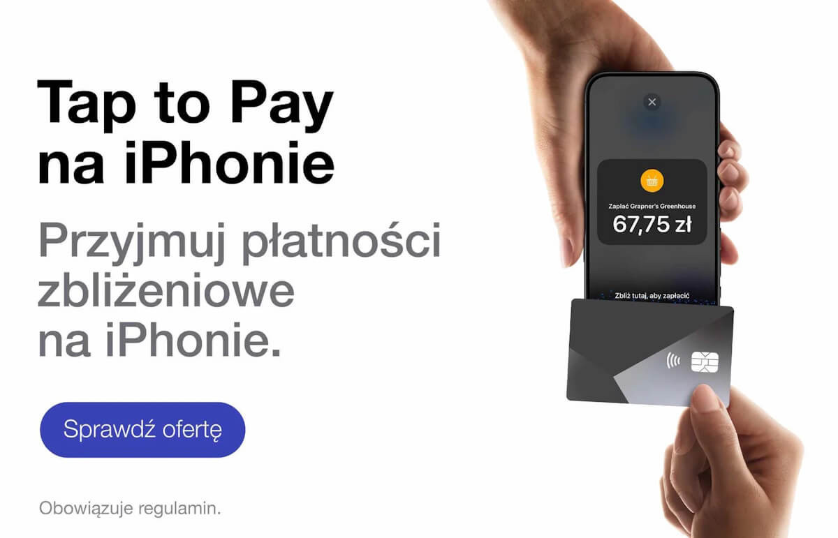 Sprawdź ofertę "Tap to Pay na iPhonie. Przyjmuj płatności zbliżeniowe". Link otworzy się w nowej karcie