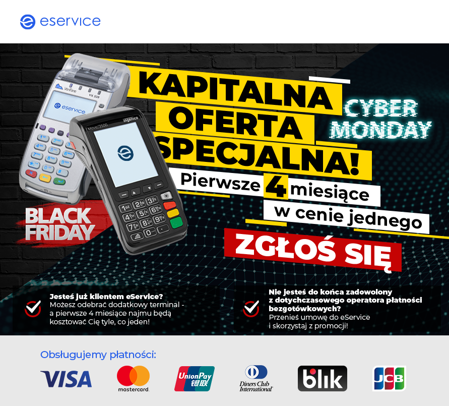 Black Friday & Cyber Monday 2019 w eService – terminale płatnicze bez opłaty za wynajem