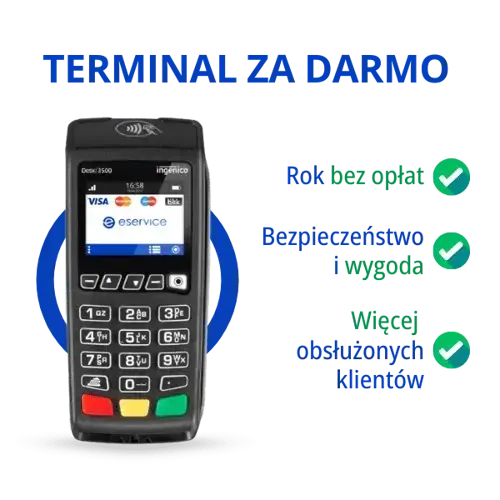 Zalety terminala za darmo od eService - Rok bez opłat, bezpieczeństwo i wygoda, więcej obsłużonych klientów